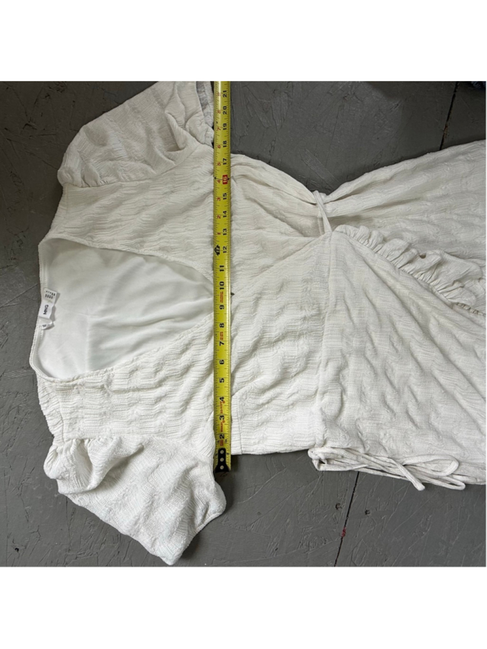 Mango White Textured Ruffle Wrap Mini Dress Size 6 / M - Picture 6 of 7